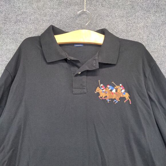 Polo Ralph Lauren Men's Classic Fit Triple Pony Polo Shirt XL Long Sleeve Black - Picture 3 of 13